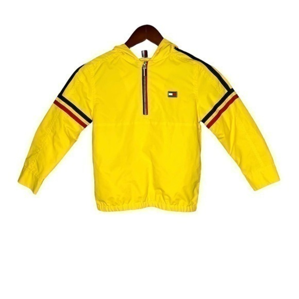 Tommy Hilfiger bright yellow kids quarter zip jacket unisex retro size 6